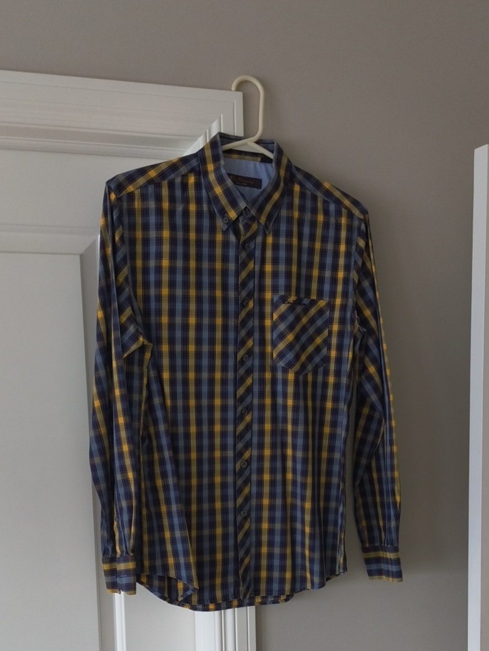 Ben Sherman Blue & Yellow Plaid Button-Down Long Sleeve Shirt